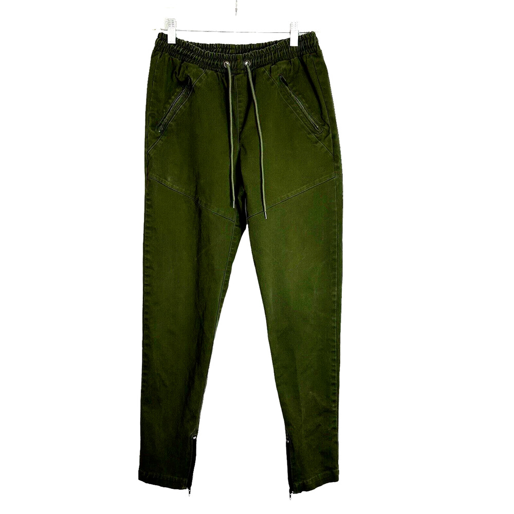 Killion Brand Twill Tracker Pants Olive Green Medium Joggers Zippered Moto